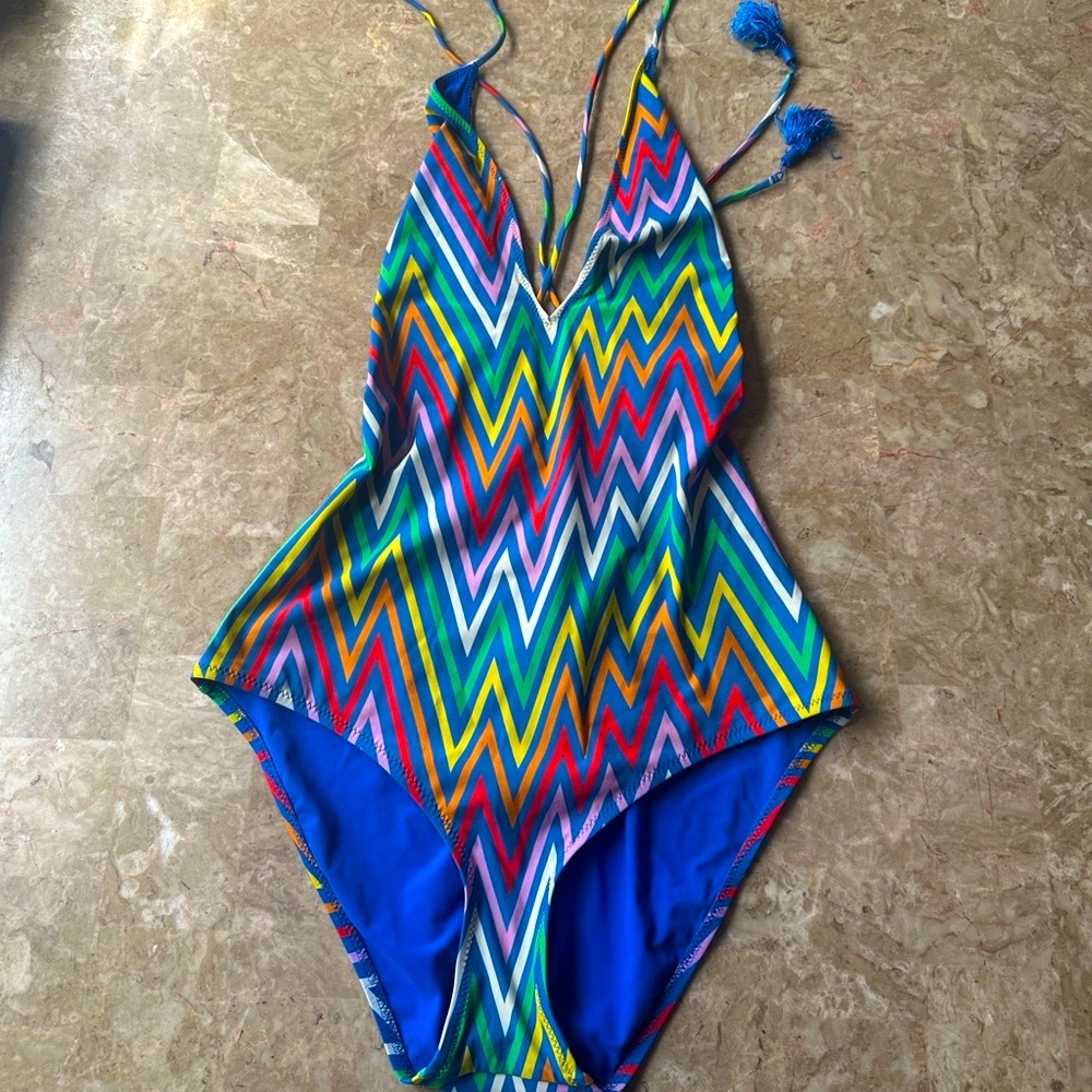 EMMA PAKE - ANTONIA ELECTRIC RAINBOW ONE PIECE SWIMSUIT Bikini Size Large